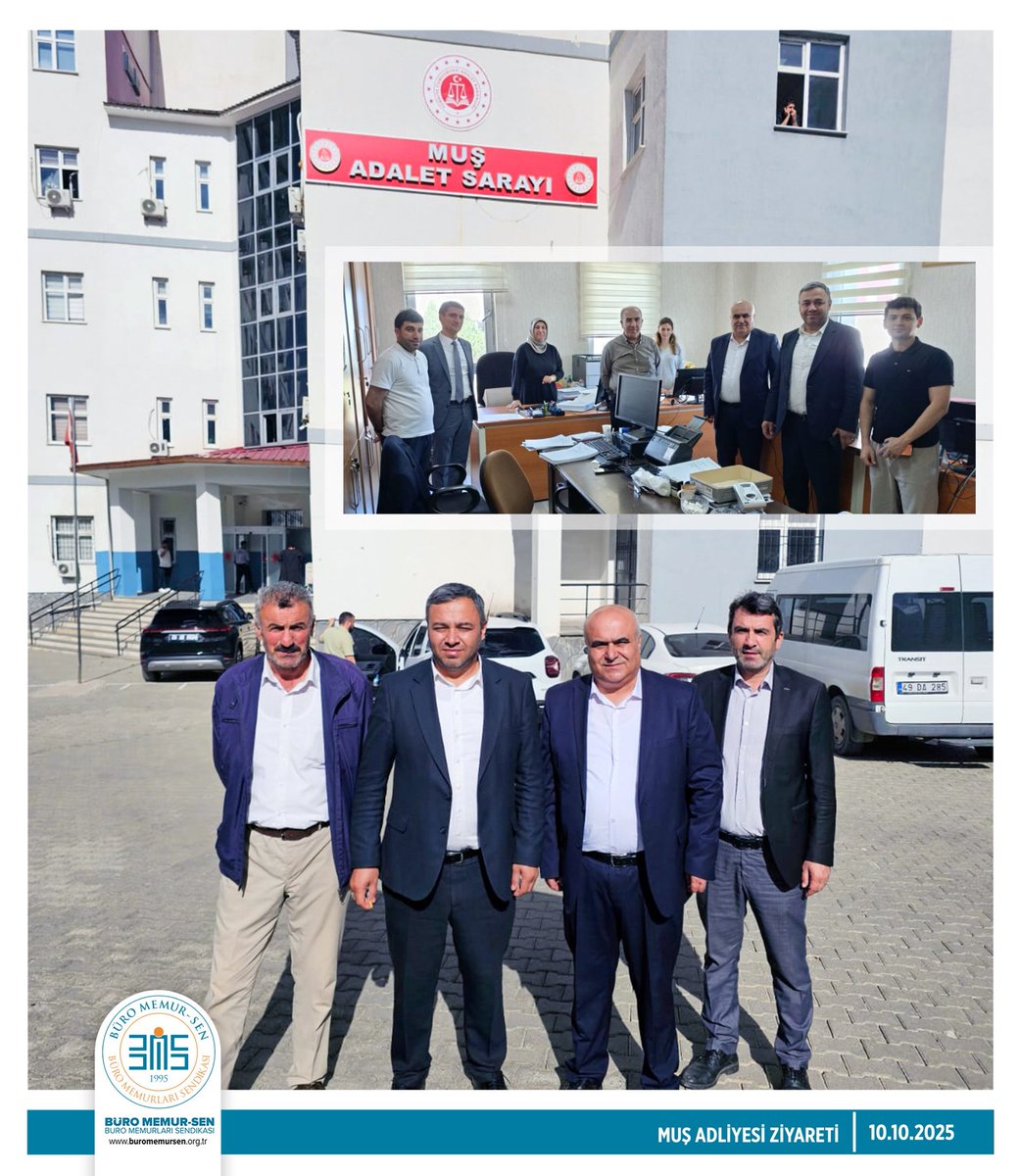 *MUŞ ADLİYESİ'NE ZİYARET📍* 

Sendikal faaliyetlerimiz kapsamında düzenlediğimiz il ziyaretlerinin son durağı Muş oldu. Muş Adalet Sarayı’nı ziyaret ederek adliye personeliyle bir araya geldik. Personelin sorun, talep ve beklentilerini dinledik; sendika olarak çalışmalarımız ve