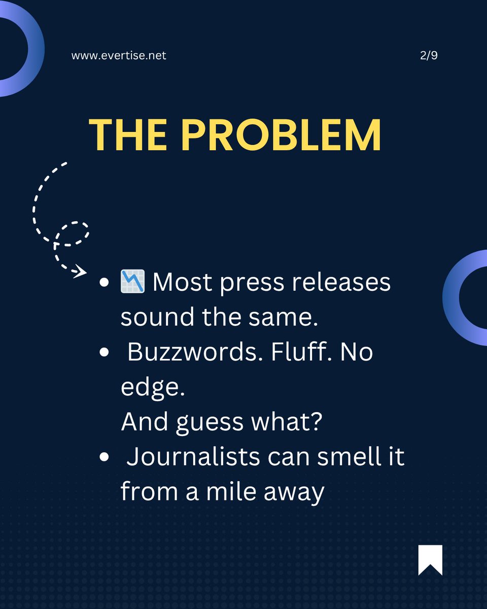 EvertiseAIPR's tweet image. Tired of writing press releases no one reads?

Here’s how to make yours unignorable with hooks, quotes, and stories that actually get picked up.

Swipe through 👉

#PressReleaseTips #PRStrategy #EvertiseAIPR