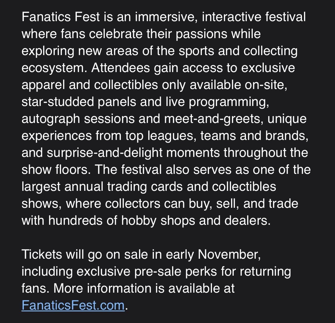 Official Press Release: <a href="/FanaticsFest/">Fanatics Fest</a> Returns To New York City July 16-19 

<a href="/LewSieteMedia/">Lew Siete Media</a> 
<a href="/TheDLewPodcast/">The D-Lew Podcast on BLEAV</a> 
<a href="/BerkComm/">Berk Communications</a>