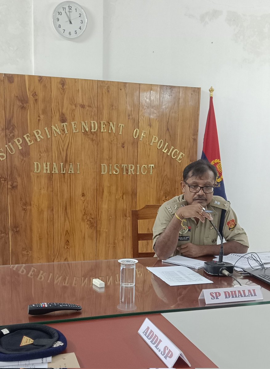 District Crime Conference 📝
District Crime Conference was held at SP Office, Dhalai to review the law &amp; order situation, ongoing investigations, and crime prevention strategies.

#DhalaiPolice #TripuraPolice #CrimeConference #LawAndOrder #TeamWork #SPOffice #Dhalai