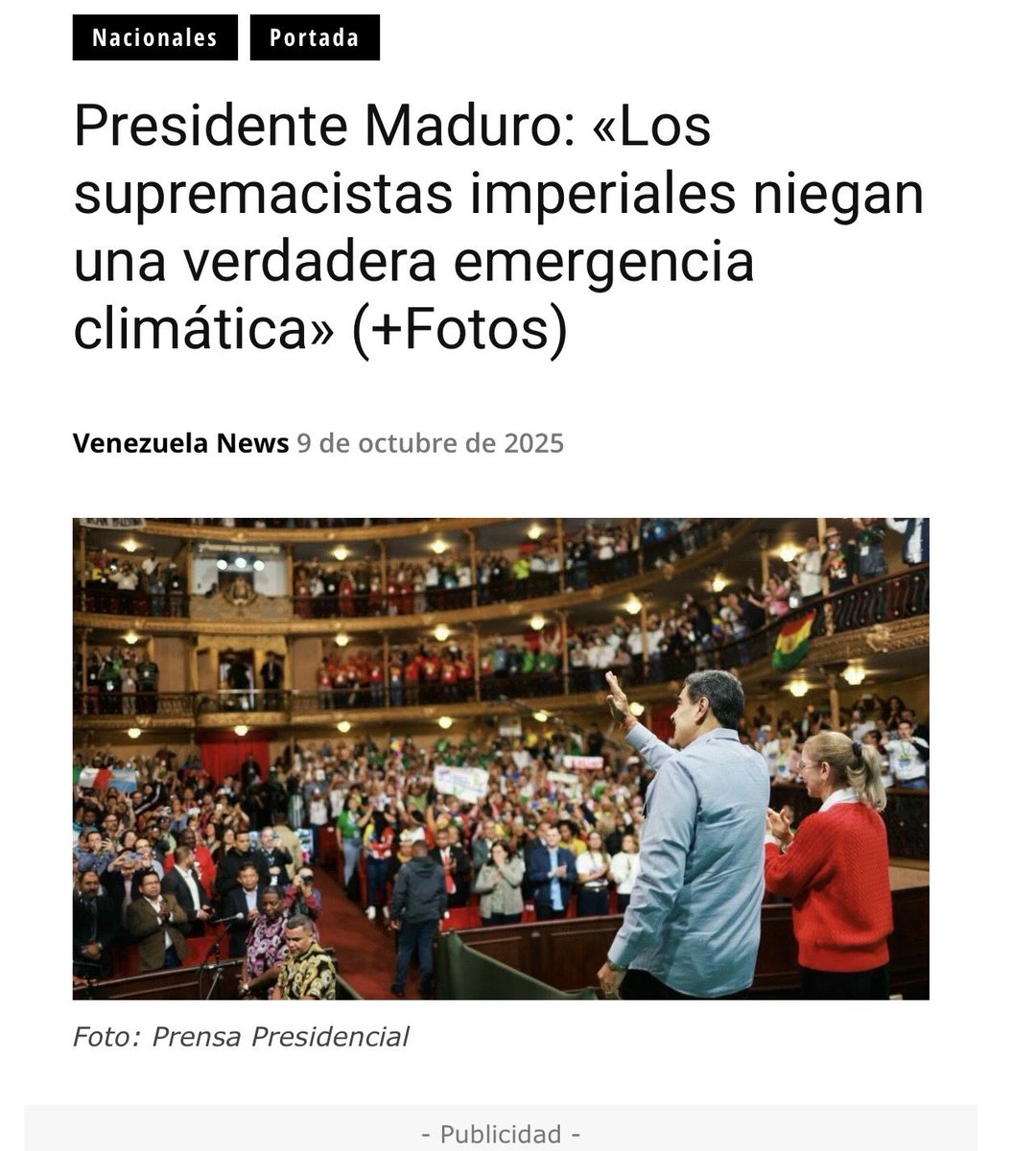 roseSuarz's tweet image. El presidente Nicolás Maduro extendió un saludo solidario y ecosocialista a los participantes del
Congreso Mundial en Defensa de la Madre Tierra y a toda la gente que lucha por la vida en el planeta.

#VenezuelaConPalestina