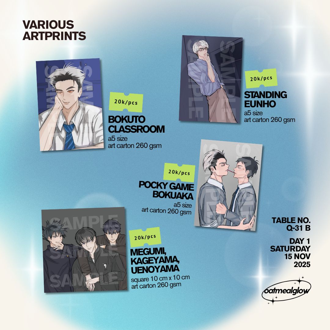 bamtherine's tweet image. ▸ &amp;lt;𝟑 &amp;amp; ↻ appreciated ˎˊ˗
𐔌՞. .՞𐦯 Cat&apos;s ⋆ #cf21catalogue ˎˊ˗

⋆ nu carnival, jjk, hsr, sasaki miyano, given, link click, junjo romantica, haikyu, plave, the summer hikaru died, utsukushii kare ࿔

⋆ ots only!
⋆ day 1: sat, 15 nov &apos;25
⋆ table: Q 31-B

#cf21 #cfxxi