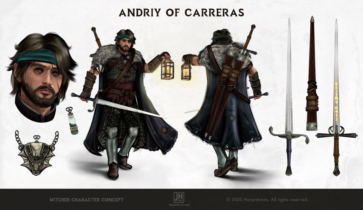 harprdraws's tweet photo. Andriy of Carreras a witcher character concept for veenus ⚔️🦡
#Witcher #Witcher4 #Witcher3 #witcheroc #theWitcher https://t.co/Dogi4Wdg65