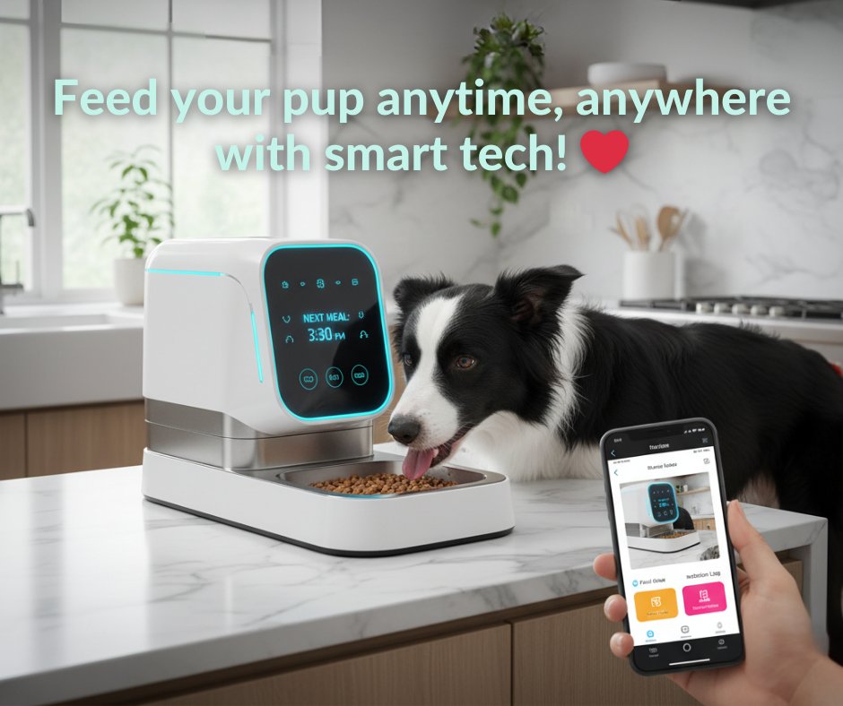LifeWithMyDogs9's tweet image. Smart feeders = portion control + remote scheduling. Perfect for busy paw-rents who want worry-free mealtimes 🐶🍽️💡

#SmartFeeding #SmartPetCare #DogTech #FeedingHacks #DogParents #HappyPup