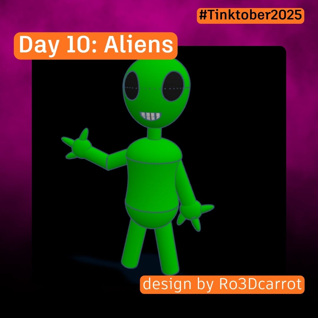 tinkercad's tweet image. #Tinktober Day 10 : Aliens 👽 🛸 

tinkercad.com/challenges/dmF…

#Tinktober2025 #HalloweenDesigns #MadeWithTinkercad