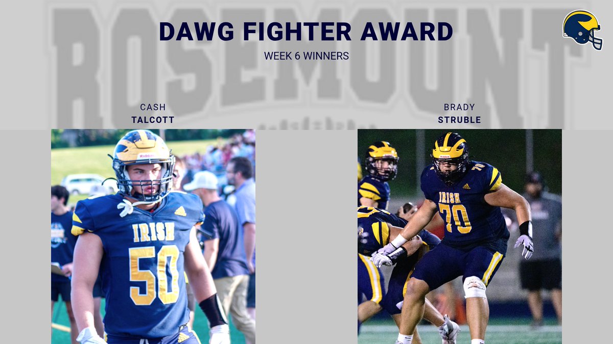 Congrats to Cash Talcott and Brady Struble on being out Dawg Fighter Award Winners for week 6!