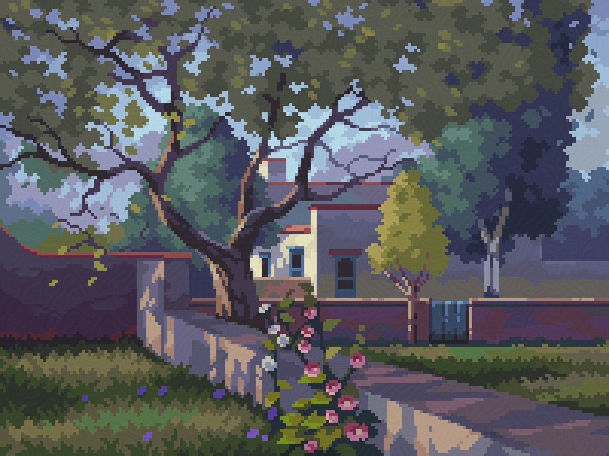 PixelArtJourney's tweet image. Pixel art Study of &quot;Desert Garden&quot; by Phil Starke #pixelart