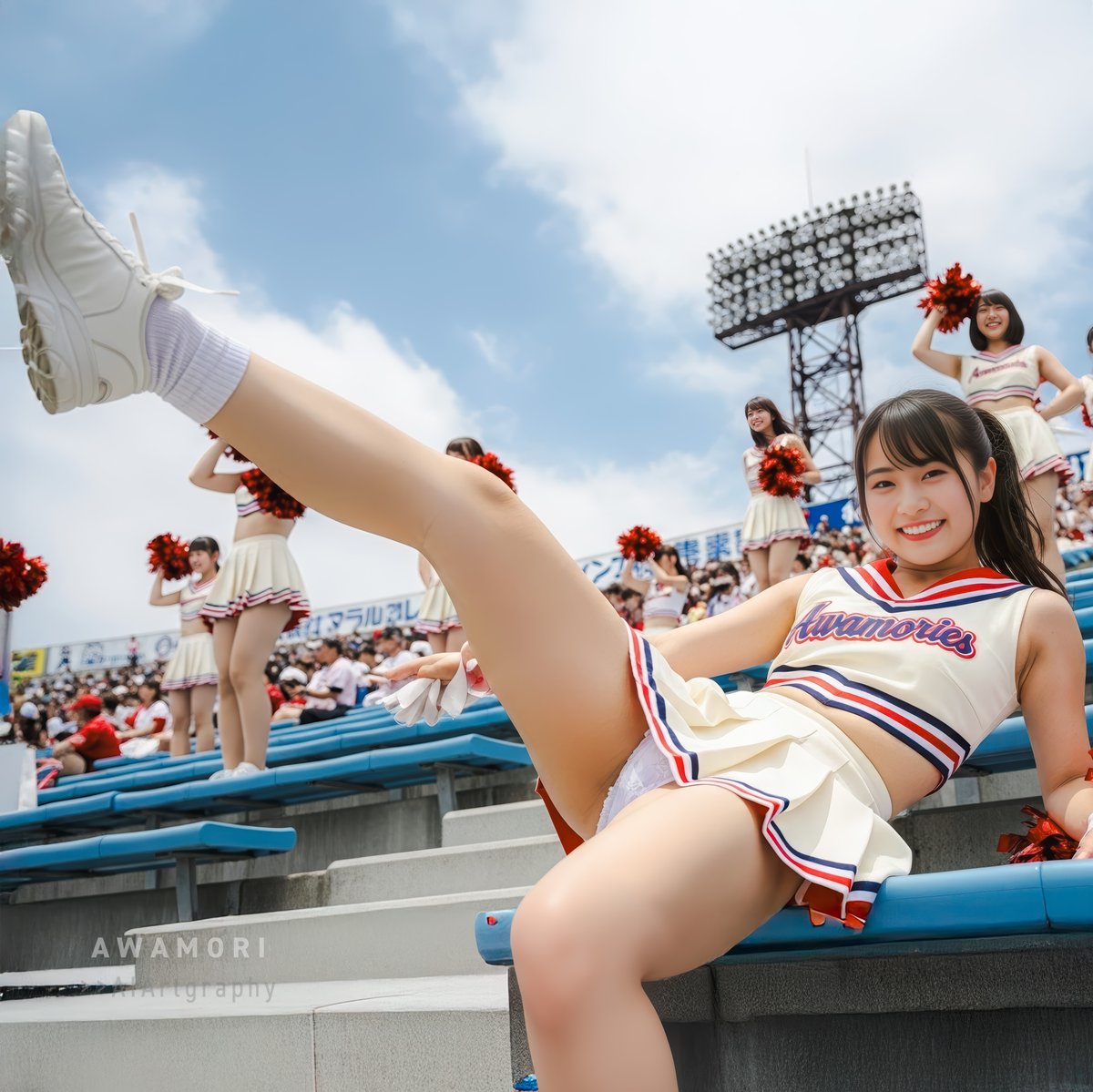 2022Awa's tweet image. 📢#cheers_weekend
#cheerleaders #aiportrait #aiphotography #aigravure #aigirl #photoshop #lightroom #photorealism #firefly #nanobanana #imagen4 #4K