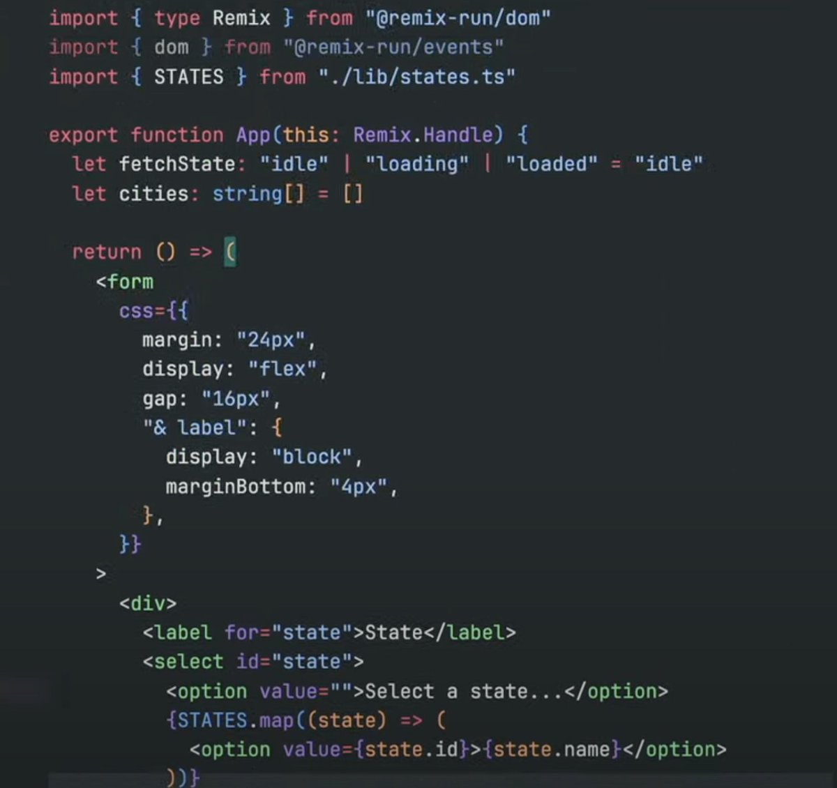 souporserious's tweet image. The best part of Remix v3 is the built-in css prop