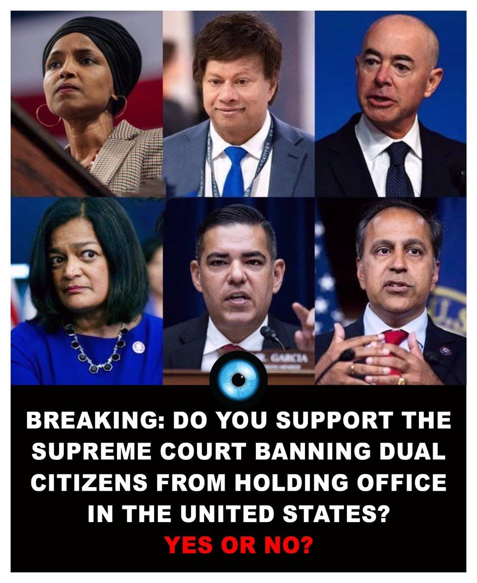MAGANationX's tweet image. 🚨BREAKING: Do you support The Supreme Court banning dual citizens from holding office in the United States?

YES or NO?