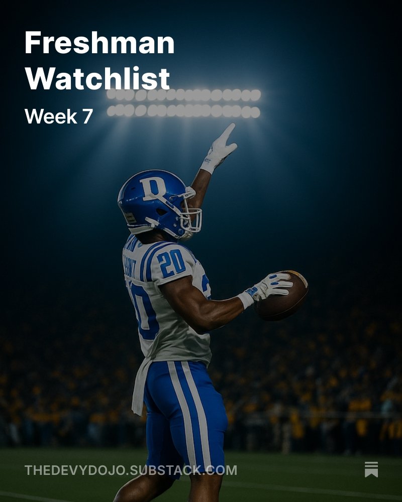 CivilHawk42's tweet image. Week 7 Freshman Highlights is now live! 📈⭐

I truly enjoyed diving into the film on these rising stars. This week&apos;s list features some serious future talent.

Check out the full article👇

open.substack.com/pub/thedevydoj…

#Devy #CFB #FantasyFootball #FreshmanWatch
