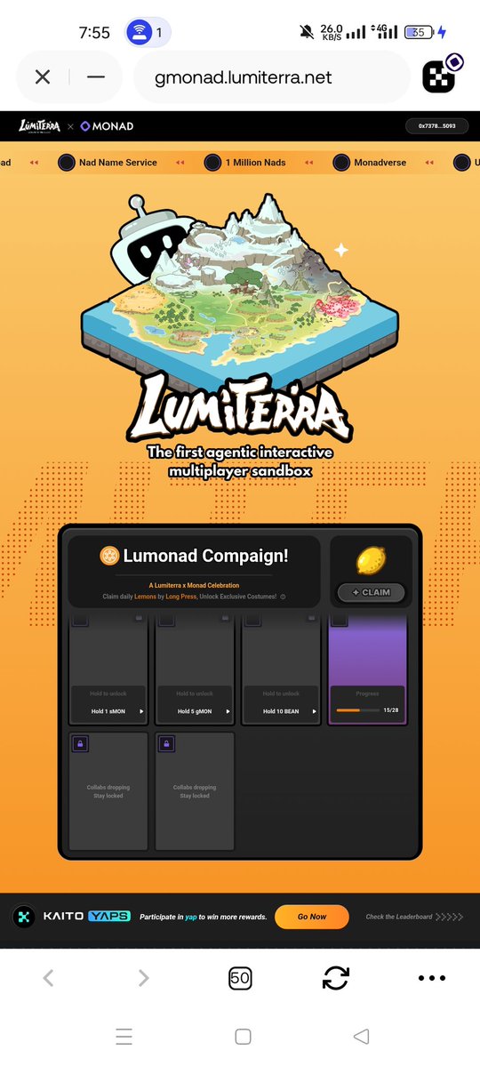 abuumeen's tweet image. Day 15 on the Lumonad Campaign and the grind is still strong! 💪

I have been consistently claiming my leMON, gathering resources, and unlocking fresh skins for Lumipad. Now, it’s the only quest left standing  just 13 days to go before the campaign wraps up!

If you are a true…