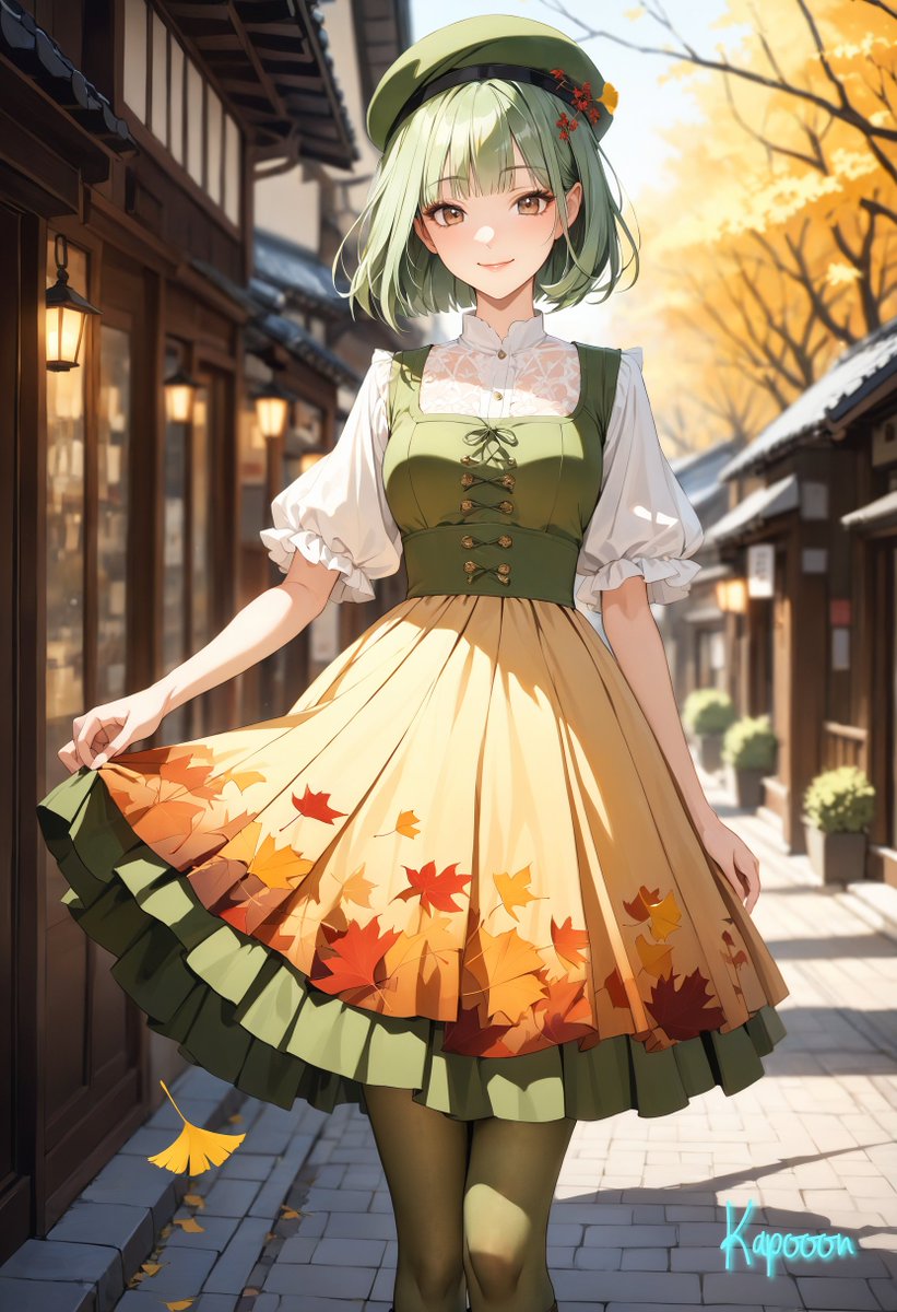 KapooonAIillust's tweet image. 「おっはよ～🍀
　なんか珍しく短期間に、また会えたね
　私のカラーは緑だから、モスグリーンで着飾ったよ」
　　　by 一里塚 葵

chichi-puiにも別Ver.を公開しています。
chichi-pui.com/users/IdobataK…
#AIイラスト #AIillustrations
#StableDiffusionXL
⏰6:30