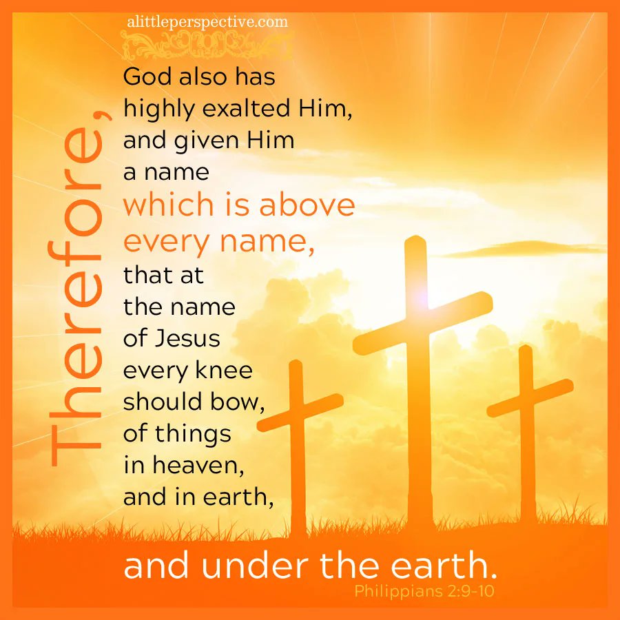 DentonKollar's tweet image. …being found in appearance as a man, He humbled Himself &amp;amp; became obedient to the point of death, even the death of the ✝️.

Therefore God also has highly exalted Him &amp;amp; given Him the name which is above every name, that at the name of Jesus every knee should bow…

- Phil. 2:8-10