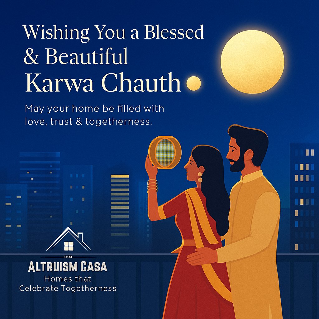 AltruismCasa's tweet photo. 🌕✨ Altruism Casa wishes you all a joyous #KarwaChauth!
May the bond of love, trust &amp; togetherness grow stronger—just like the foundation of every beautiful home we build. 💫
🏡 Celebrating love, life &amp; lasting connections. 💙
#AltruismCasa #FestivalOfLove https://t.co/iIHrsY5f1M