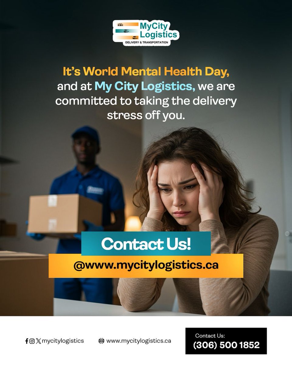 mycitylogistics's tweet image. It's World Mental Health Day!
At Mycity Logistics, we are committed to taking the delivery stress off you 💪💯
Send us a Dm for further inquiries.
#mycitylogistics #logisticsolutions #mentalhealthawareness #mentalhealthday #logisticscompany