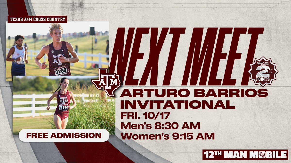 Back at Watts next week ‼️

It’s also a 12thMan rewards double points event 👀

#GigEm // #AggieXC