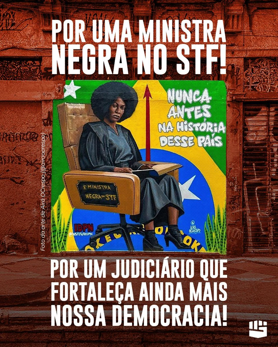 📢 Mais uma vez temos a chance de caminhar para um judiciário com a cara do Brasil 👩🏾⚖️

No Brasil, as mulheres negras são a maior parte da população do país, compondo 28,5% (cerca de 60 milhões de pessoas). Em toda a história do Supremo Tribunal Federal, as mulheres negras