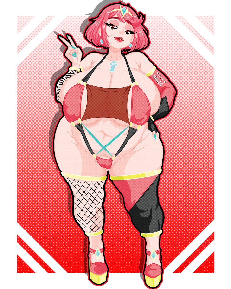 Big Beautiful Pyra! Commission done for pinsfromhel through Vgen of BBW Pyra, It was so fun drawing Pyra (and Mythra, coming soon) as these BBW versions. They look so amazing like this! Thank you for Commissioning me! (Pyra from Xenoblade Chronicles 2)