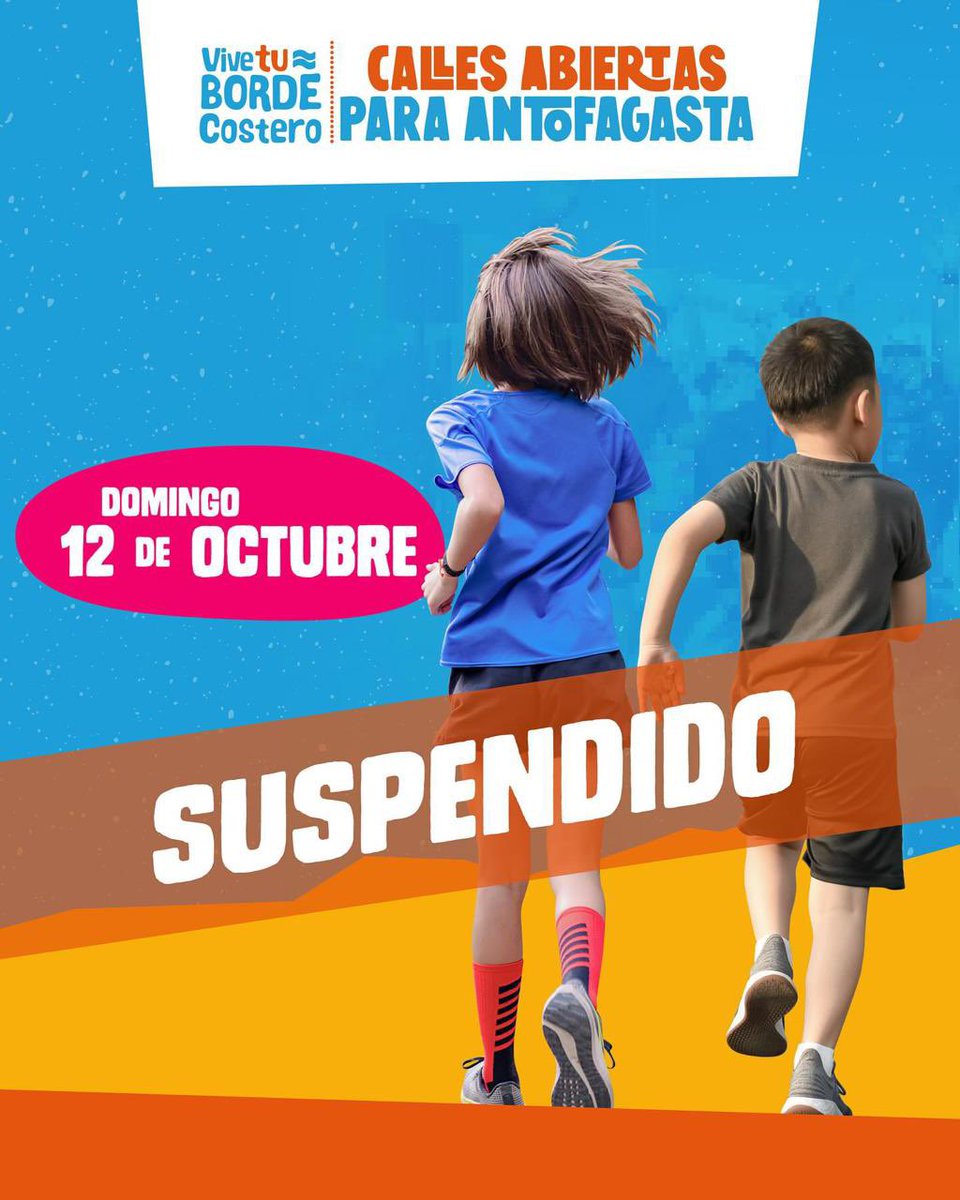 Atención Antofagasta, este domingo 12 de octubre se suspende la jornada de Calles Abiertas.

Agradecemos su comprensión.