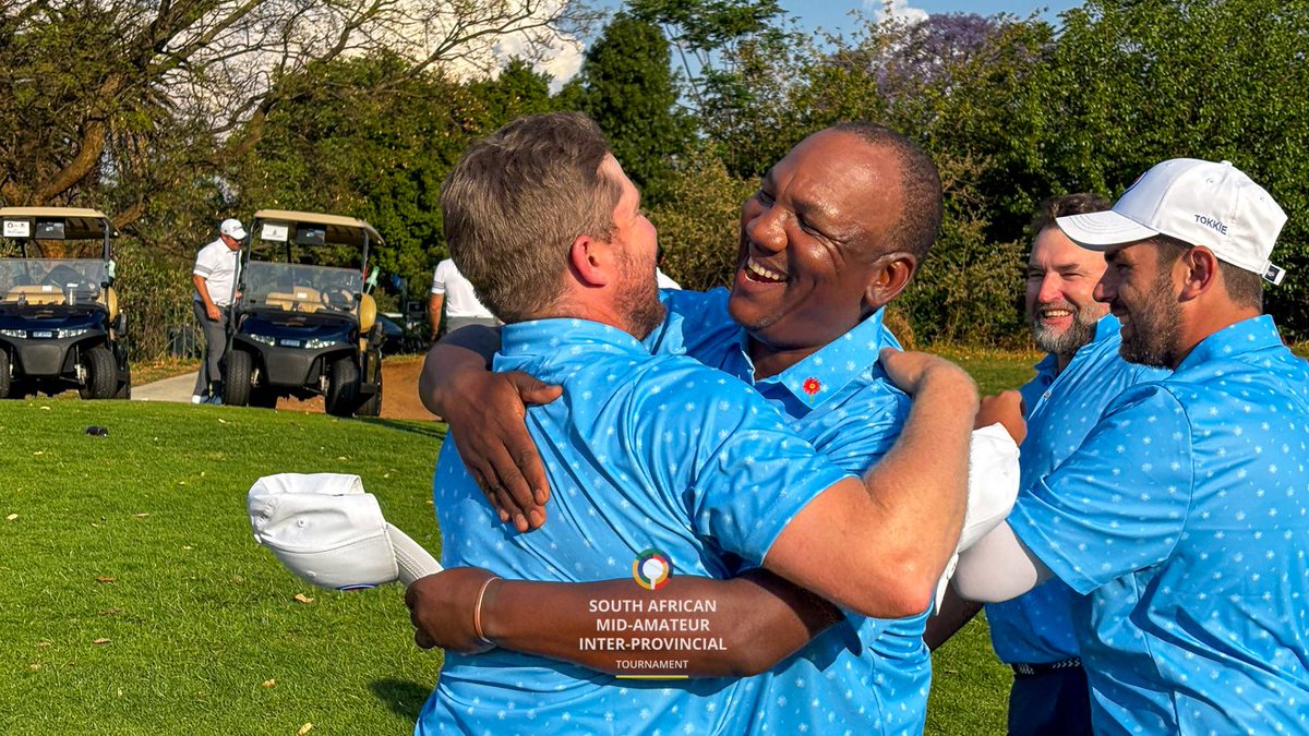 GolfRSA's tweet image. Pure joy. Proud team. Perfect finish.

Gauteng North celebrate their 2025 SA Mid-Amateur IPT victory at @Royal_JHB_Golf!
#golfrsa #midamipt #daisies #WinningMoments