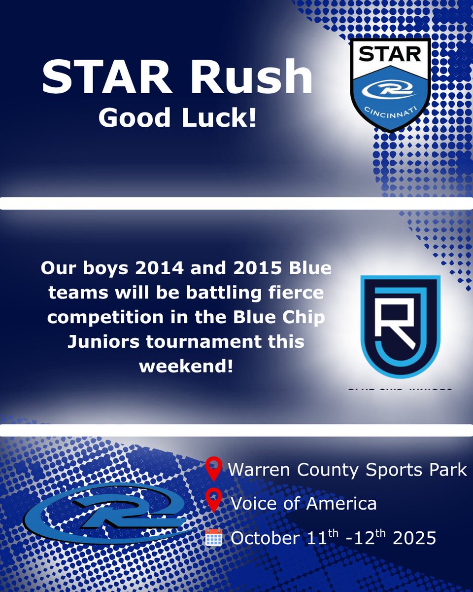 STARSoccerClub's tweet image. 🚨 Tournament Weekend Alert 🚨

Best of luck to our STAR Rush teams heading into a huge weekend of competition at Blue Chip Juniors and the Adidas Warrior Classic! 💪⚽️

Drop a like or a comment to show your support!

#WeAreSTAR 
#RUID 
@RushSoccer