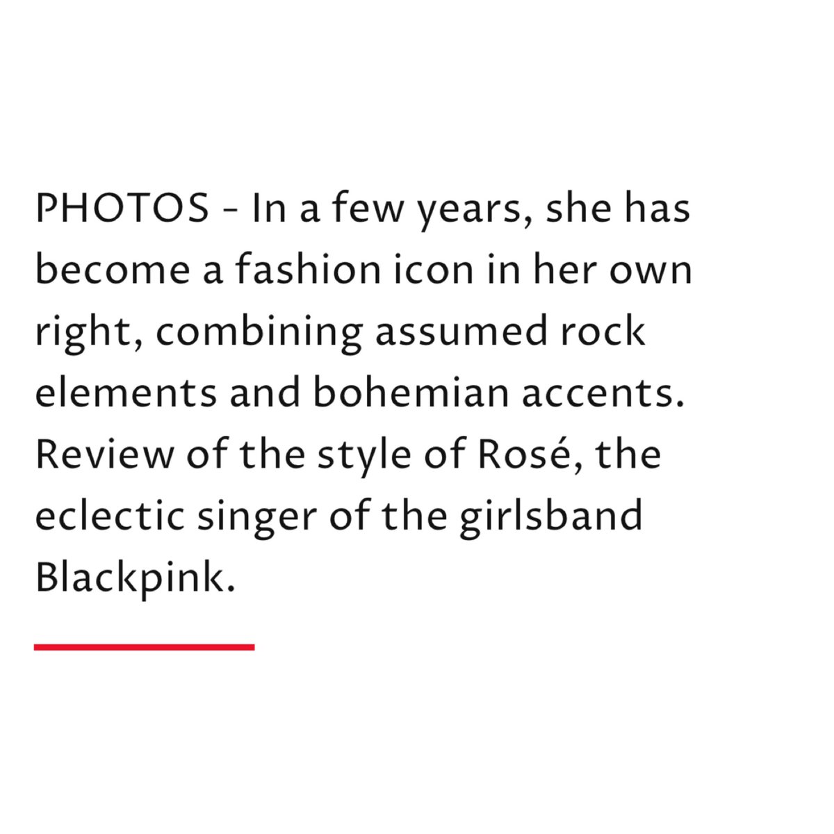 GALA France about ROSÉ : 

“several silhouettes confirming her mastery of fashion that already inspire us for the season. Decryption of a style as eclectic as it is daring.”

gala.fr/mode/les_stars…