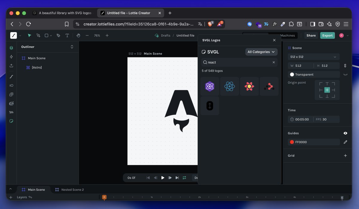 Svgl 🤝 LottieFiles

You can now add SVGs directly to your LottieFiles project.

Thank you <a href="/reallynattu/">Nattu</a> for integrating it 🚀