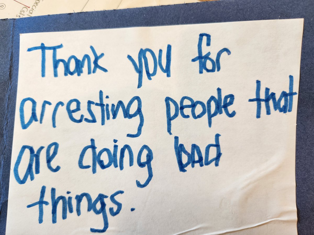 OPP_WR's tweet photo. #HuronOPP Detachment Commander Inspector Brown received a thank you letter recently from two #CentralHuron kids "Austin" and "Logan" who really appreciate the #OPP and made that very clear in this letter! Thanks kids for your support! These "little" messages are really BIG for us and we really appreciate it!
*Happy Thanksgiving Weekend everyone! 
Please be safe no matter what you're doing and enjoy this time with your friends and family... from all of us in the #HuronCountyOPP family to yours.
@CentralHuron @SouthHuron @yourschools #huroneast #bluewater @ACWTownship #howick @morristurnberry @GoderichTourism #northhuron @HPCDSB #clinton ^cs.