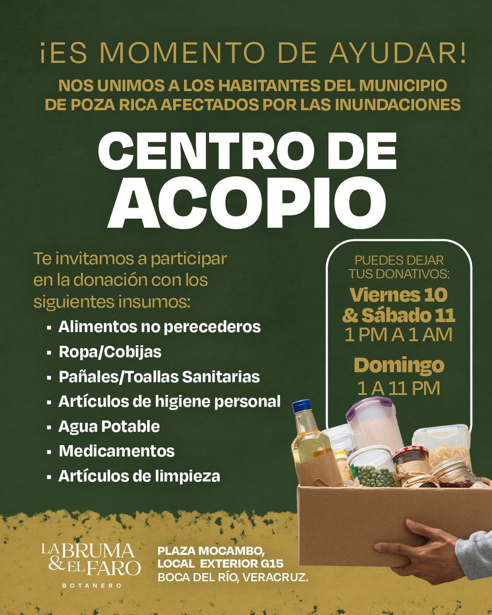 brujasdelmar's tweet image. #Veracruz | Las y los habitantes de #PozaRica necesitan el apoyo de todas y todos nosotros. Las inundaciones han afectado muchísimo al municipio y se necesitan insumos básicos para la población. Aquí dejamos información sobre uno de los centros de acopio que la ciudadanía está…
