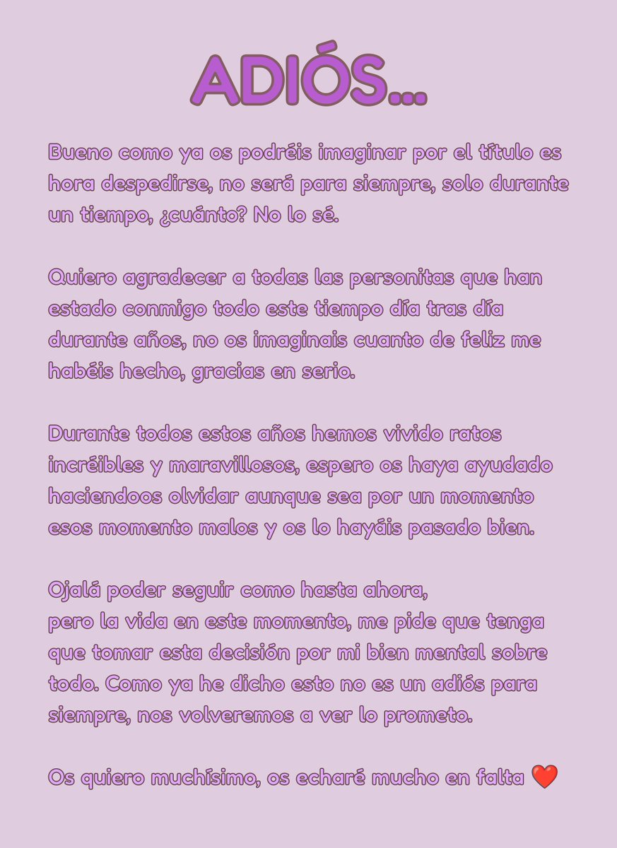 No es un adiós, es un hasta luego, os echaré mucho de menos a todos ❤️