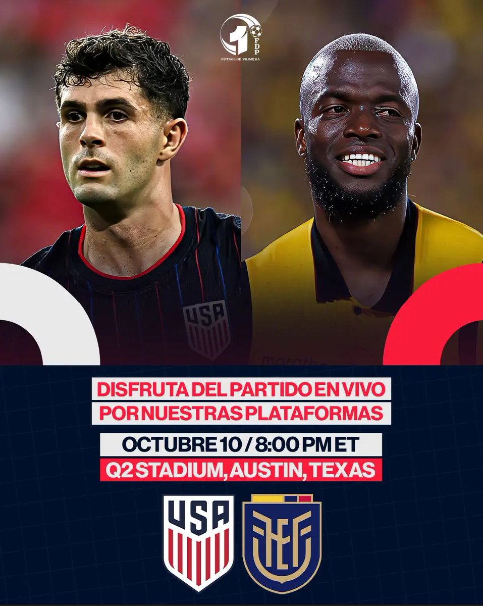 🇺🇸🤝🇪🇨 Amistoso imperdible en Austin 🇪🇨🤝🇺🇸 

🎙️ Nuestra transmisión comenzará a las 8:00pm (ET), junto a <a href="/sadovnik1965/">Sammy Sadovnik</a>, <a href="/manuelsol/">manuel sol</a>, <a href="/RosaBeatrizSW/">Rosa Sanchez Worley</a> y <a href="/dchapela/">Daniel Chapela 🇻🇪</a> 🎙️ 

📢  Recuerda que nos puedes ver y escuchar por todas las plataformas  📢

💻 Nuestra web: fdpradio.com