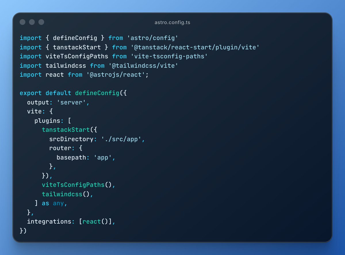You may *think* this is just @Tan_Stack Start's default demo app, and you'd be right...

But it's inside <a href="/astrodotbuild/">Astro</a>