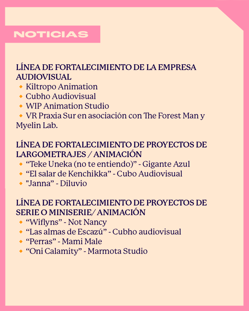 #Noticias ➡️ Nueve empresas de asociados ANIMACHI obtienen el Fondo de Fortalecimiento Audiovisual, que apoyará el desarrollo de proyectos, el crecimiento y competitividad de empresas de todo el país ¡Felicitaciones a los equipos detrás de los proyectos!