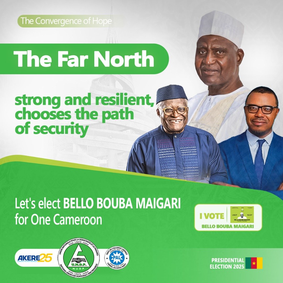 The Far North, strong and resilient, takes a stand.
This land of courage trusts Bello Bouba Maigari for a united Cameroon.
#foryouシ #facebookreelsviral #Politics #hope #cameroun #election2025 #cameroon #akere25 #BelloBouba #atekicaxton #espoir #changement
#Akere2025 #AkereMuna