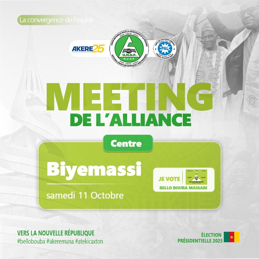 La Convergence des espoirs arrive à Biyemassi !
#foryouシ #facebookreelsviral #Politics #hope #cameroun #election2025 #cameroon #akere25 #BelloBouba #atekicaxton #espoir #changement
#Akere2025 #AkereMuna #Share #Like #UnisEtForts #237Vote #ChangeNow
