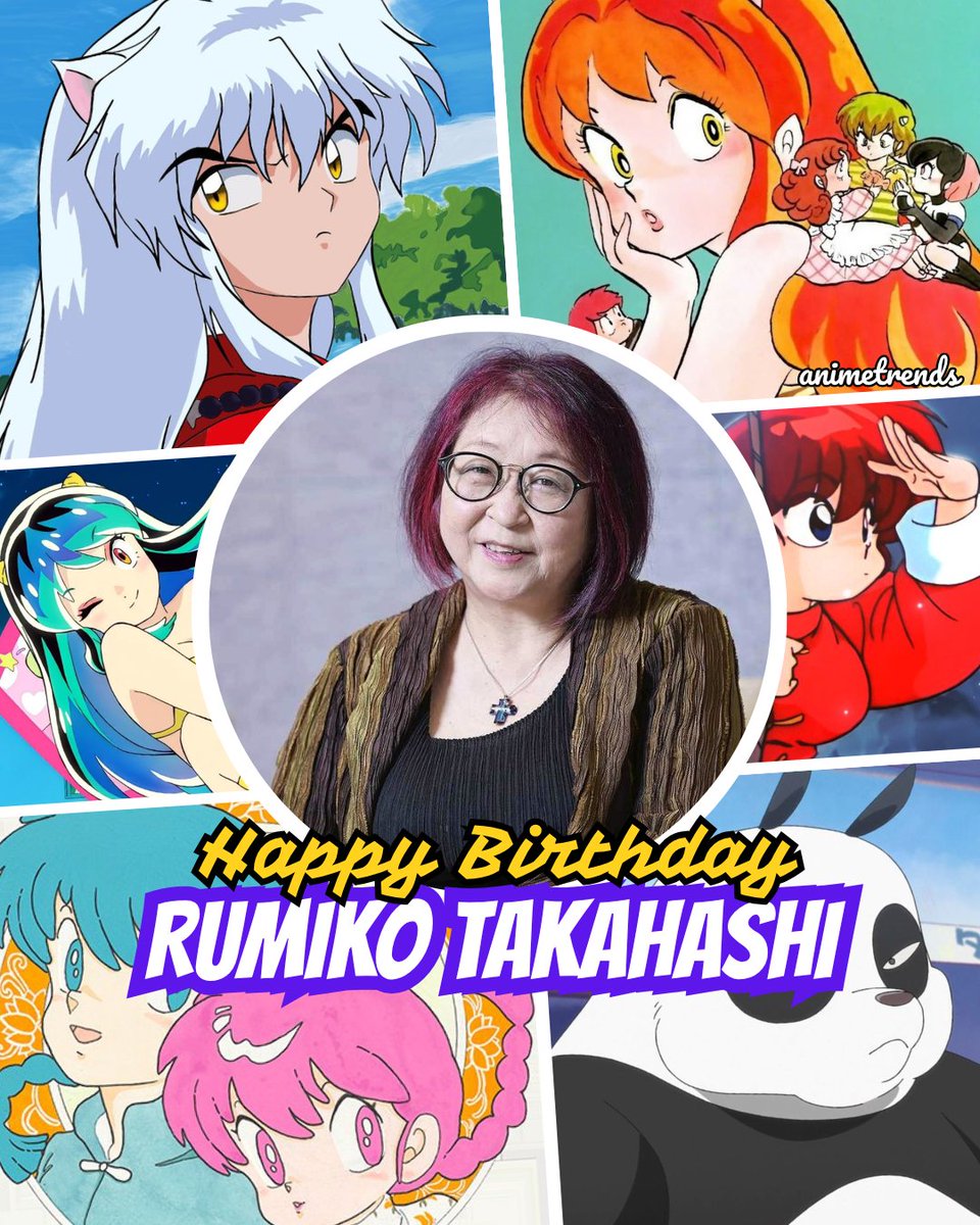 Hoy cumple 68 Años la legendaria
Reina del Manga, Rumiko Takahashi.

Creadora de joyas como Ranma 1/2, Inuyasha, Urusei Yatsura, entre otras obras. ✨

¡Muchas Felicidades Sensei! 🥳
#Birthday