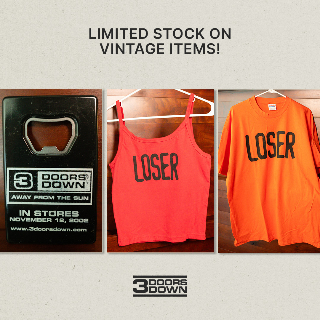 Very limited vintage merch items remain! Shop the drop now 🔥 3doorsdown.shop.redstarmerch.com/store