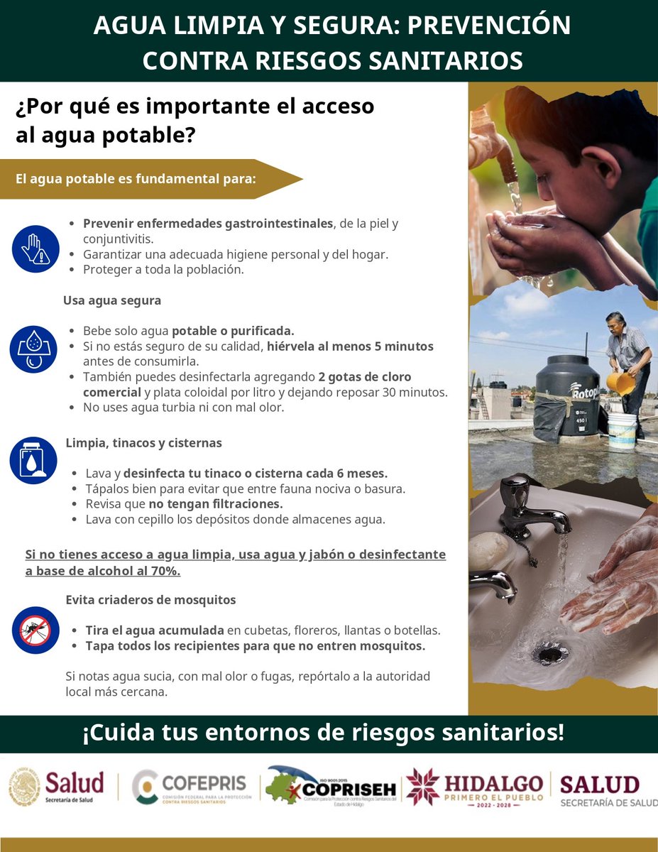El agua segura es aquella libre de gérmenes y sustancias tóxicas, esencial para beber, cocinar y la higiene. 💧🚿
#PrimeroElPueblo  #PrimeroTuSalud