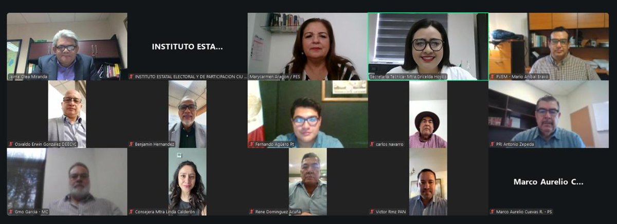 Hoy se celebró Sesión Virtual Extraordinaria de la Comisión Permanente de Educación Cívica y Capacitación Electoral, presidida por el consejero electoral Jaime Olea Miranda e integrada por la consejera electoral Linda Viridiana Calderón Montaño (<a href="/LindaVCalderon/">Linda Calderón</a>) y el consejero