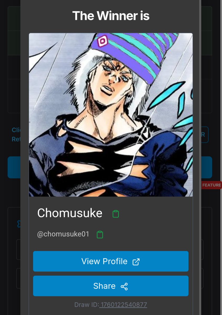 Congrats <a href="/chomusuke01/">Chomusuke</a> 🎉

Draw link: xpickr.com/draw/176012254…