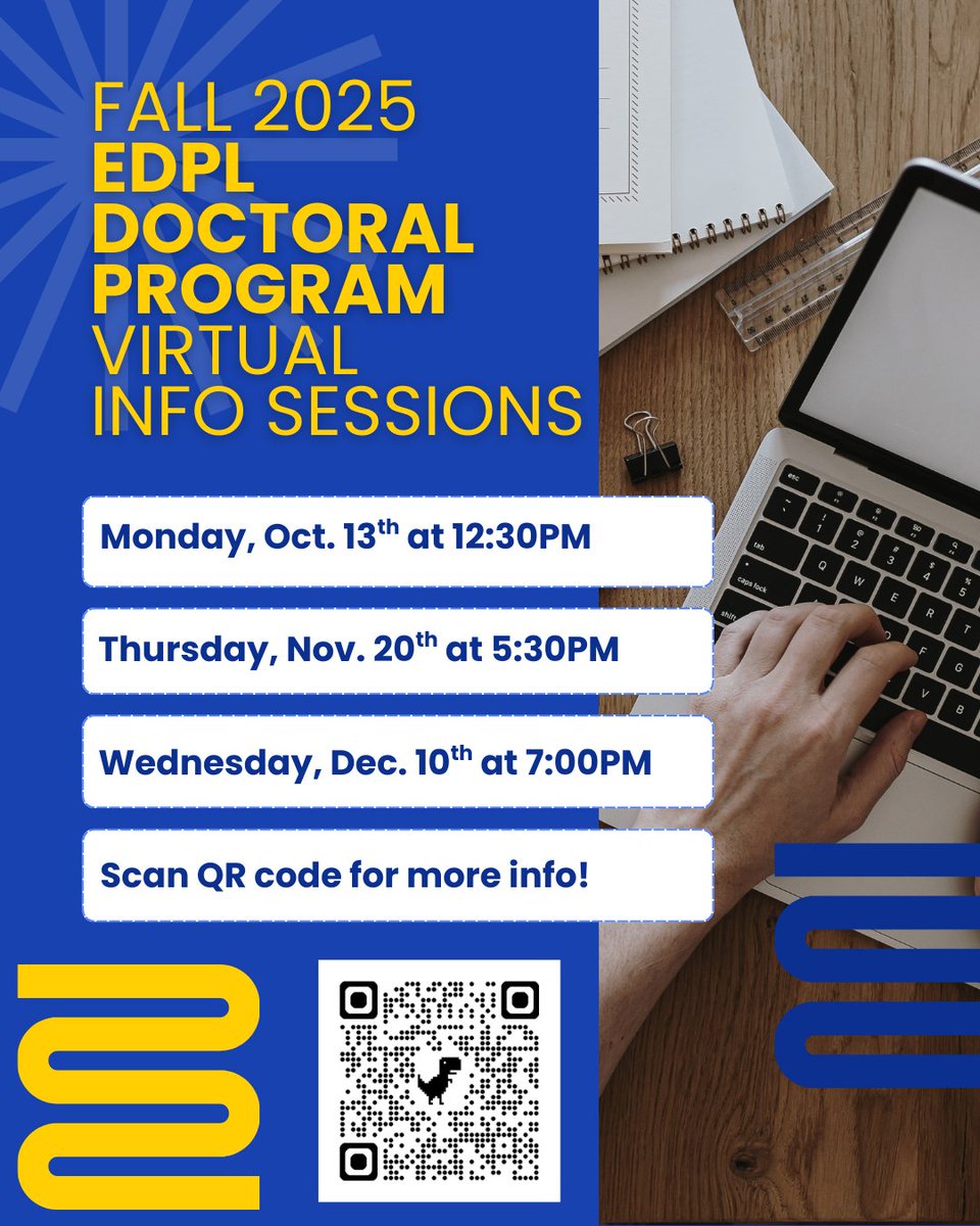 The first of three fall EDPL Doctoral Program Info Sessions is happening on Monday, October 13th. Find out more and register here: graduate.admissions.marquette.edu/register/?id=c…