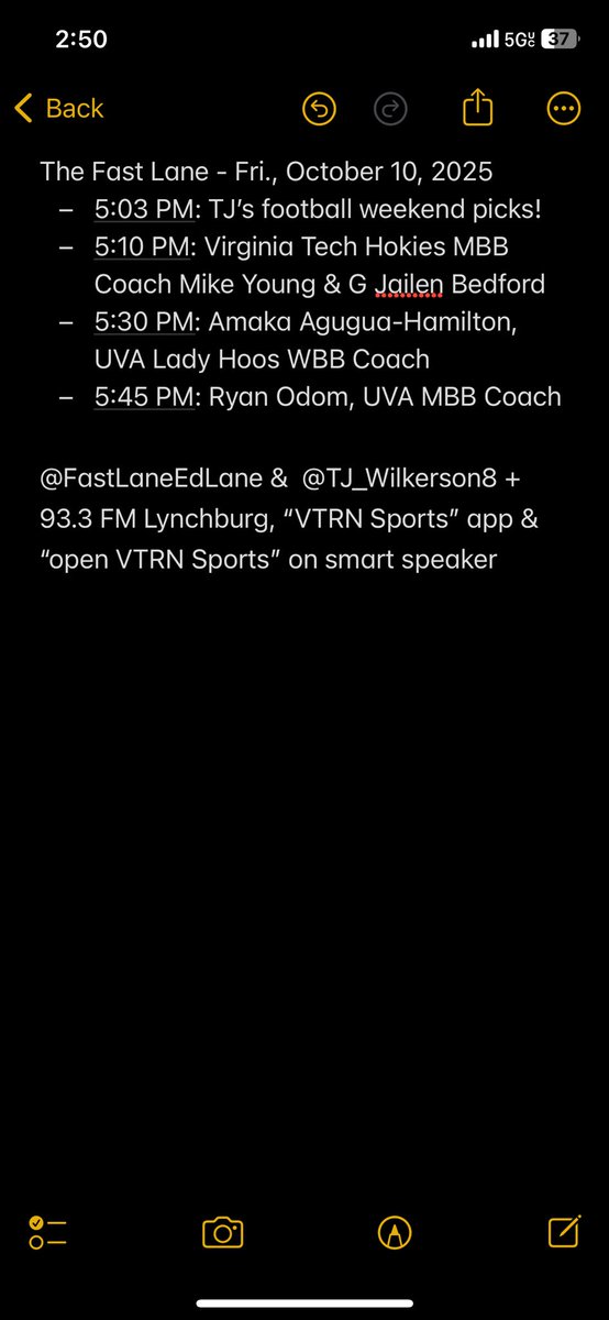 FastLaneEdLane's tweet photo. STR8 to it today in The Fast Lane: @tj_wilkerson8 with some weekend #CFB + #NFL pix then our #ACCTipoff chats with #VirginiaTech #Hokies MBB @CoachMKYoung & G Jailen Bedford…#UVA #GoHoos WBB @UVACoachMox & MBB @CoachRyanOdom! Peep photos for how to listen!! https://t.co/cjI1aahZa9