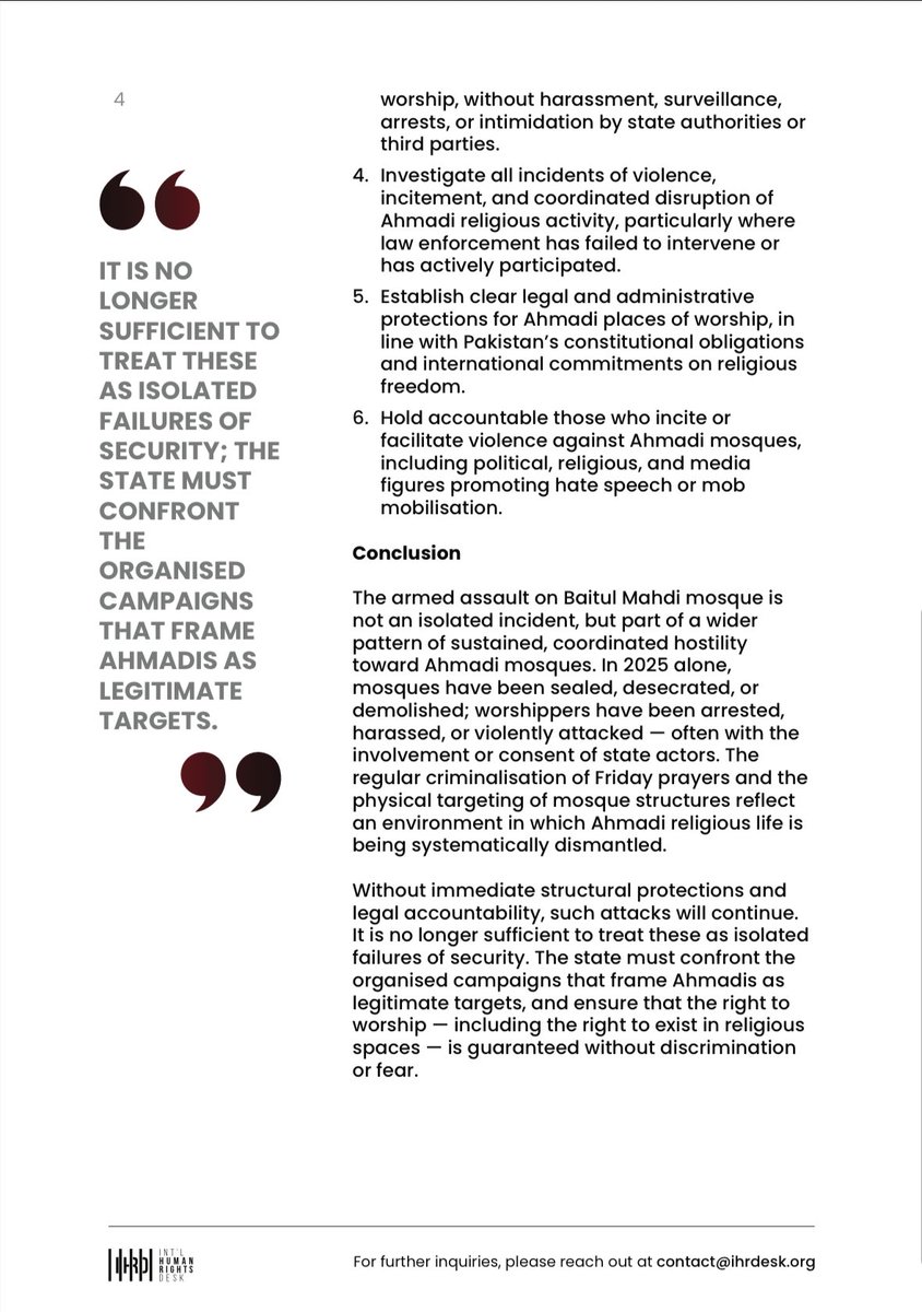 Our official incident report regarding today’s gun attack on the Baitul Mahdi mosque in Rabwah, Pakistan.