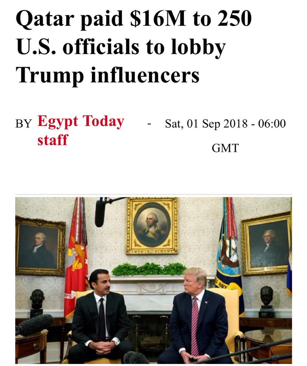 EYakoby's tweet photo. Qatar spent $16 million on courting ‘MAGA’ influencers.

This is why so few self-described America first ‘MAGA’ accounts are silent on the U.S. building a Qatari airbase on American soil.

We want the names of every single influencer who sold America for Qatar. https://t.co/d4KniQsNNV