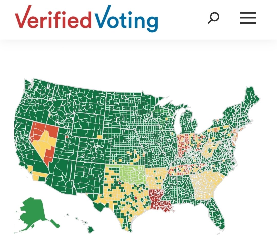 CPT_Cosmosis's tweet image. They almost all already do and have. Green means hand-marked paper ballots. 

brennancenter.org/our-work/analy…

verifiedvoting.org/verifier/#mode…