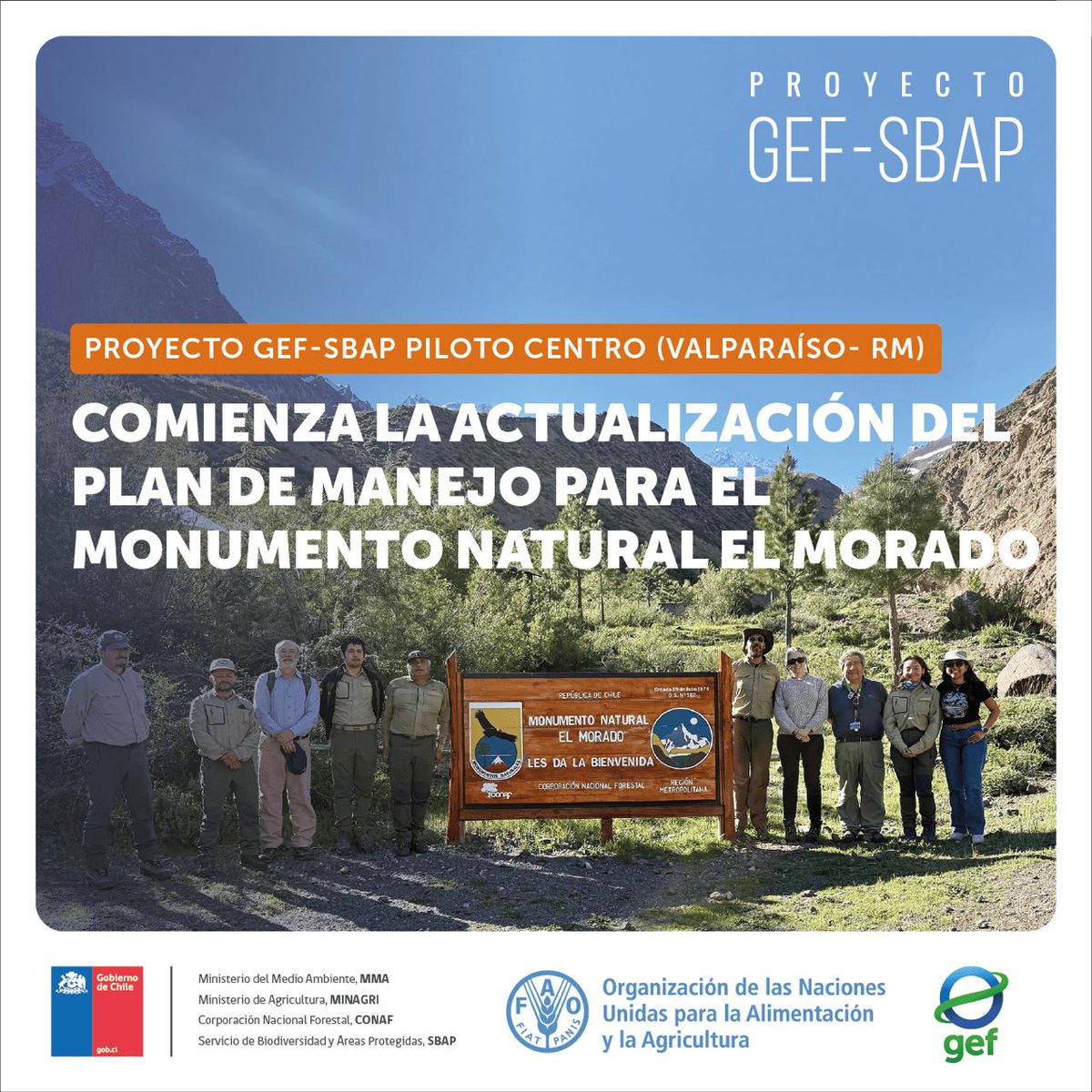 FAOChile's tweet photo. El proyecto #GEFSBAP, implementado por @FAOChile y el @MMAChile, apoya la actualización del Plan de Manejo del Monumento Natural El Morado 🏔️
Ayer se realizó la primera reunión regional de trabajo junto al equipo de @conaf_rm 🙌 https://t.co/RQnoYxR1Gy
