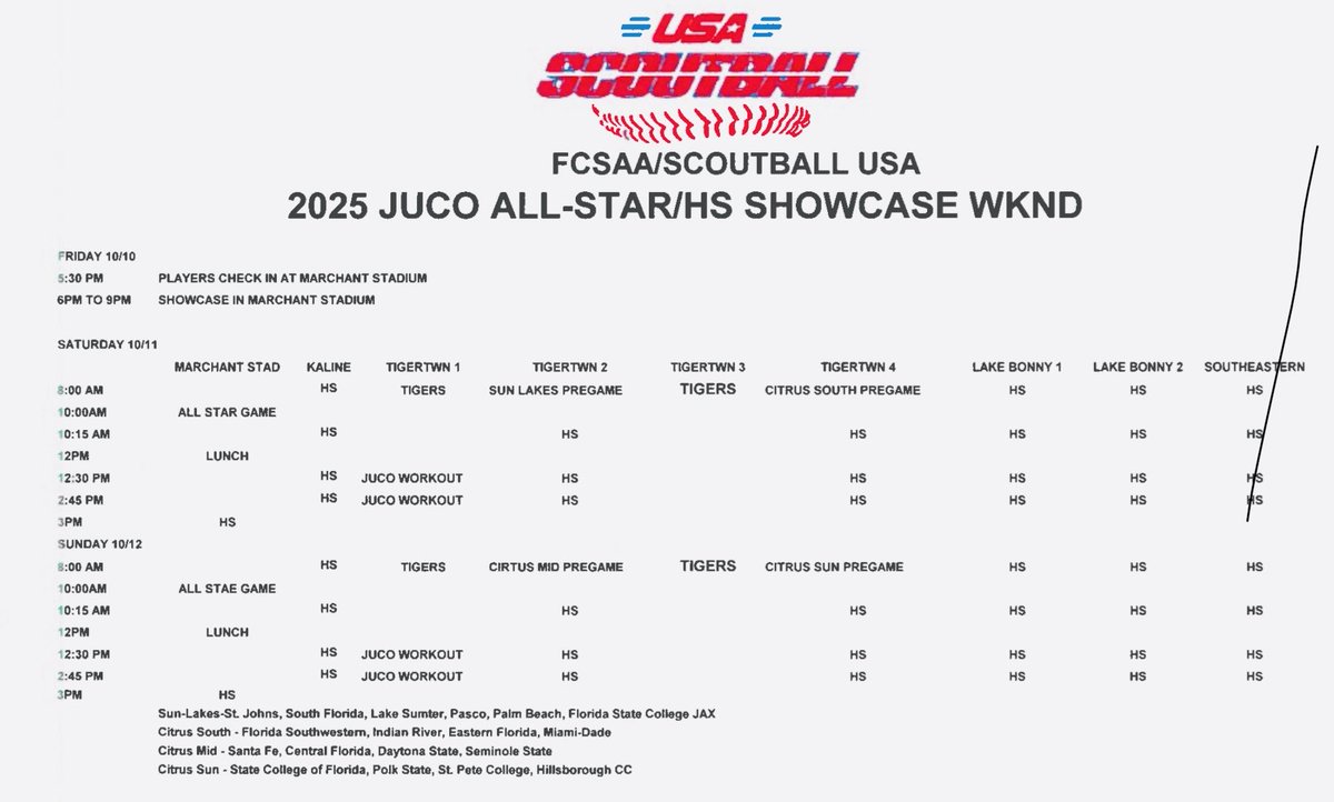 ‼️ Big weekend for 9 of our Sophomores participating  in the Juco All Star Game @ 10am this Sunday. They will be representing the Citrus Sun @ Joker Marchant Stadium in Lakeland. <a href="/FLScoutBall/">FL Scout Ball</a> <a href="/TheFCSAA/">FCSAA</a>