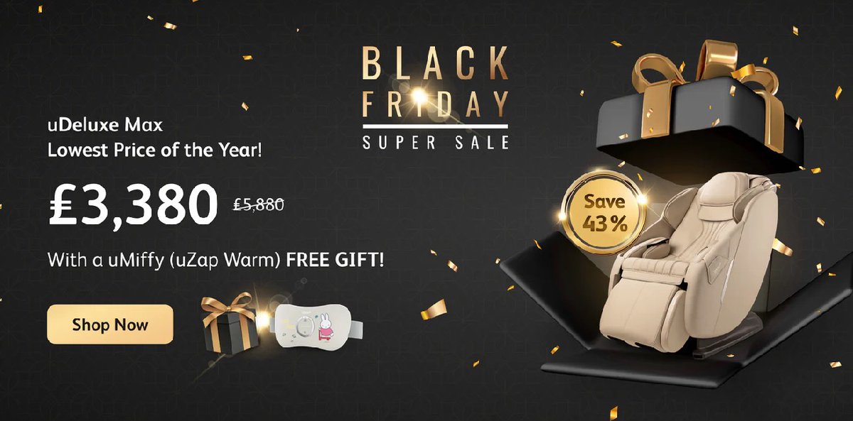 OSIM_UK_EU's tweet image. Luxury, now within reach.
The uDeluxe Max is just £3,380 — this Early Black Friday sale
Limited time. Unmatched comfort.
#OSIM #BlackFridaySale #uDeluxeMax
OSIM.co.uk