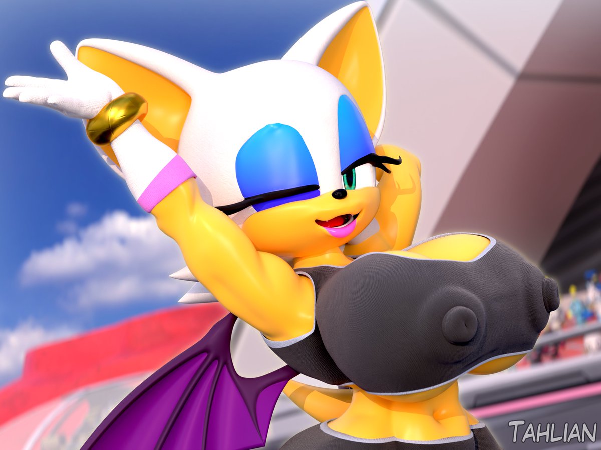 Remember that Rouge pose redrawn fad?
I made a topless and riders outfit version (since that's a fun mod).